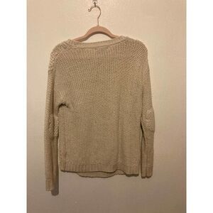 BDG Oatmeal Cotton Waffle Knit Woven Sweater
